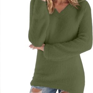 Olive Green Women's Sherpa Sweater